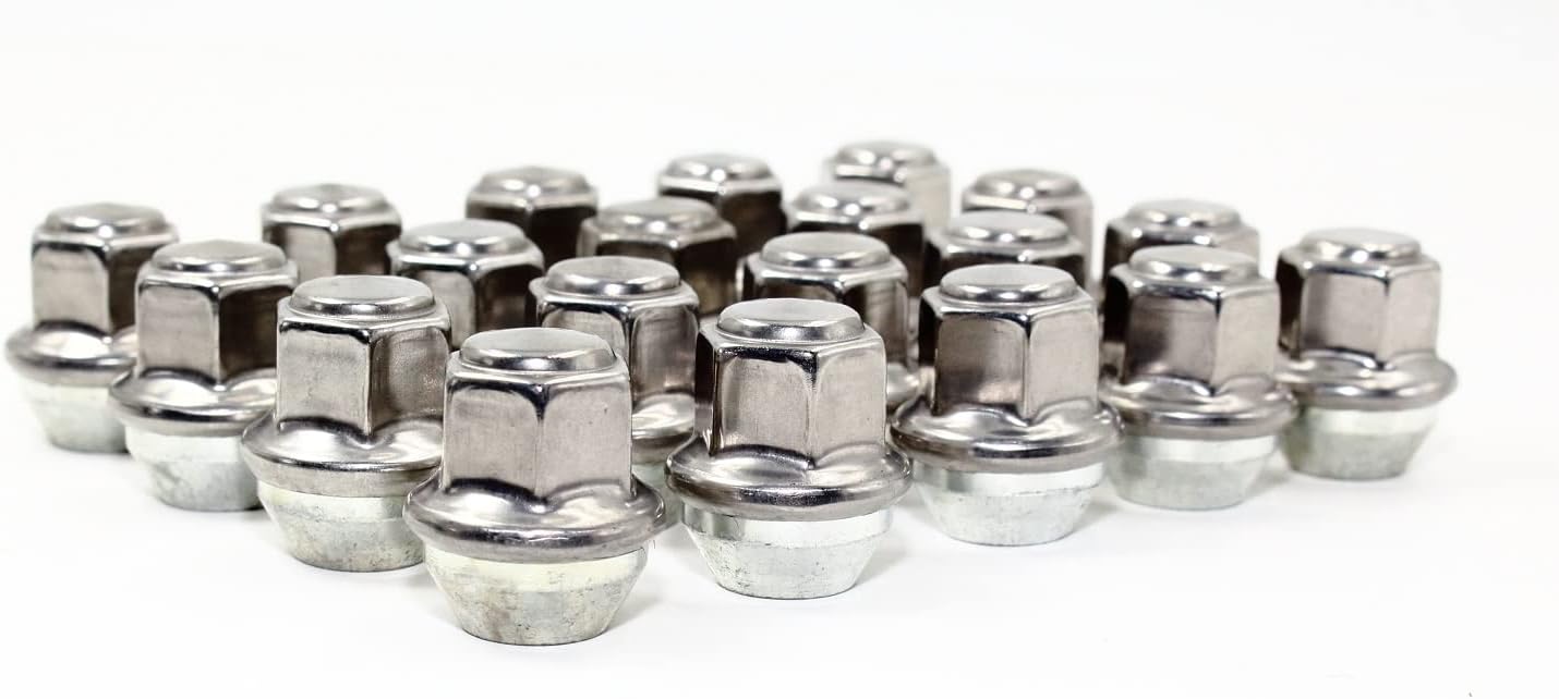 Set of 20 Veritek 12x1.5mm 3/4 19mm Hex 1.25 Inch 31.75mm Length Stainless Steel OEM Factory Style Large Acorn Seat Lug Nuts for Ford Focus Fusion Escape Lincoln MKC MKZ Factory Wheels