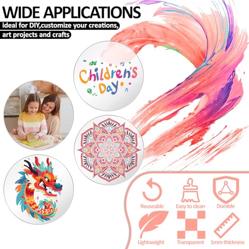 Image of 10 Pcs Clear Acrylic Circle Sheets 6 Inch Round Cake Disk Acrylic Sheet Blanks 1mm Round Panel Transparent Disc Ornaments for Cake Holders Coasters Picture Frame Painting DIY Crafts