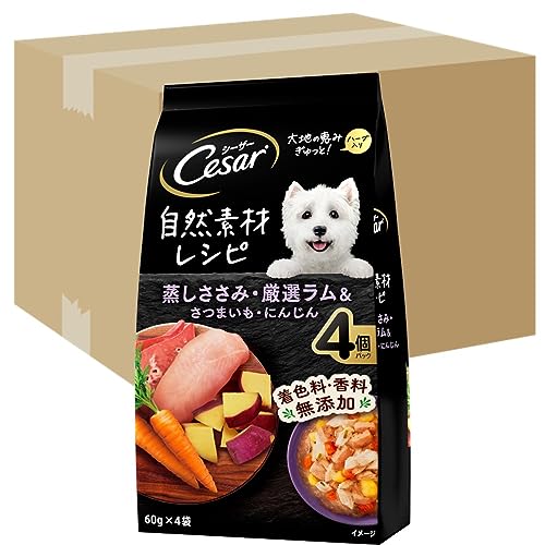 シーザー パウチ 成犬用 自然素材レシピ 無添加 60g×144袋 蒸しささみ・厳選ラム&さつまいも・にんじん 水分補給 ウェットフード ドッグフード (B0CF1Q2JLP) Amazon価格推移・価格追跡
