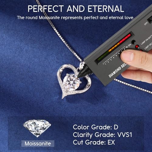MOOSEA Moissanite Heart Pendant Necklaces for Women, 1-3ct D Color VVS1 925 Sterling Silver Anniversary Birthday Gifts for Women Wife Girlfriend Jewelry Moissanite Necklace4