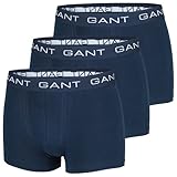 GANT 3er Pack Herren Boxershorts, Short Boxer, Trunks, Unterhosen, Neu, Navy und Navy mit farbigem Bund (8 (XXL), Navy)