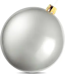 PVC Inflatable Christmas Ornaments Balls Outdoor Christmas Decorations,Oversized Christmas Ornaments 30 Inch Giant Inflatable Ball for Holiday Indoor Outdoor Yard Xmas Decorations (30" Silver)