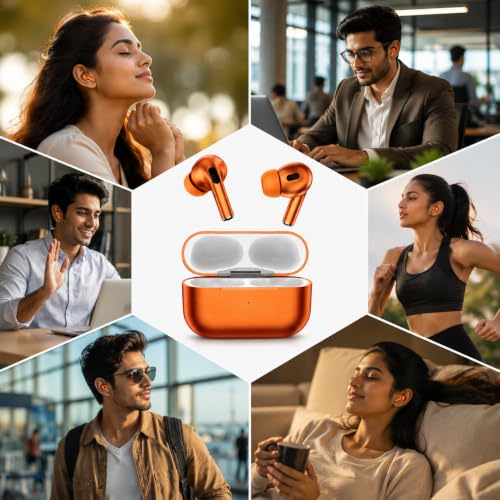 Image of J17 Fighter True Wireless Bluetooth Earbuds with HD Microphones, Touch Control, Deep Bass Stereo Sound, Fast Pairing, Charging Case, Sweat Resistant TWS Earphones for Android & iOS (Rose Gold)