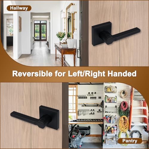 Image of NEWBANG Single Sided Dummy Door Handle for Closet or Pantry, Non-Turning Matte Black Reversible Interior Push /Pull Lever, HD1601-DB-Dummy-15P