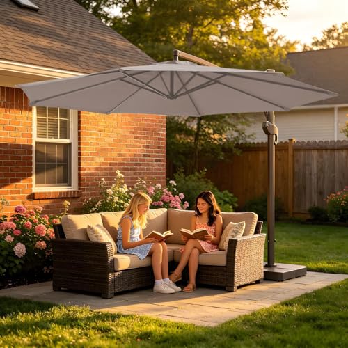 Sombrilla de patio con voladizo impermeable y protección UV para restaurante y terraza 2