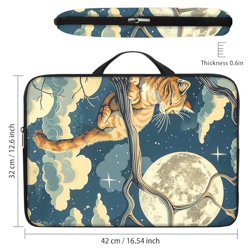 Funda para portátil 17 pulgadas con asa marrón y luna miniatura 2