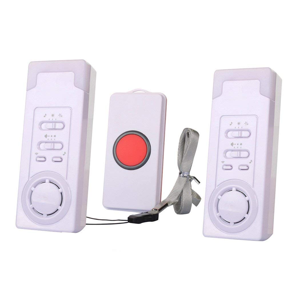 Rziioo 2 in 1 Smart Caregiver Wireless Personal Pager System Emergency Care Alarm Call Button Nurse Alert System with 1 Buttons,2 Receiver,B