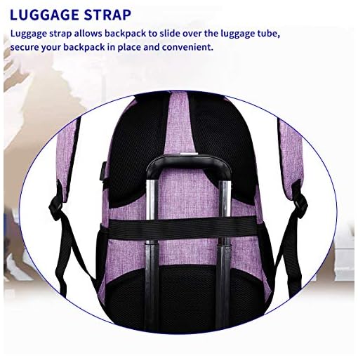 SOLDIERKNIFE Durable Waterproof Anti Theft Laptop Backpack Travel Backpacks Bookbag with usb Charging Port for Women & Men School College Students Backpack Fits 15.6 Inch Laptop Purple - Image 6