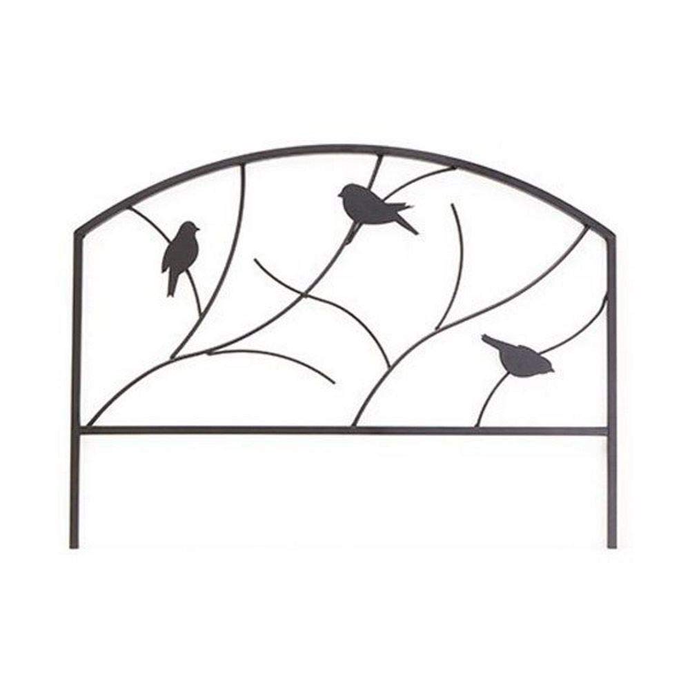Garden Edging with Perching Birds Design, Black Steel, 18 Inches by 24 Inches