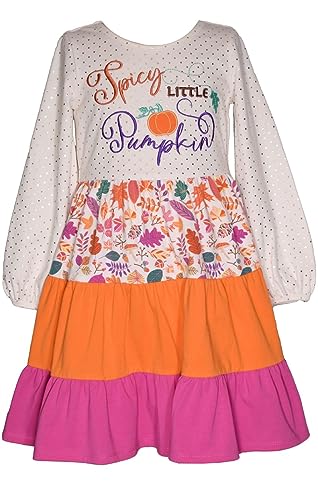 Bonnie Jean Girls 3M-16 Pink Orange Tiered Thanksgiving Harvest Dress