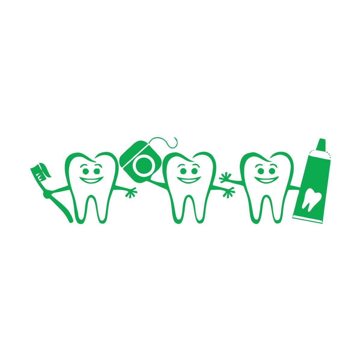 Dentist Office Decor Smile Teeth Wall Decal Cute Toothbrush Vinyl Murals Bathroom Dental Care Wall Stickers Dentistry Art Small - 17x57cm