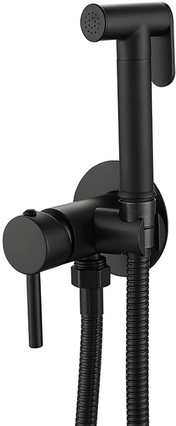 Ręczne przenośne bidet, Ręczny bidet i spryskiwacz do pieluch toalety, czarny, mosiężny zestaw z ciepłą zimną wodą