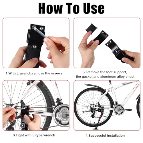 Mowouhn Bike Kickstand Aluminium Adjustable Center Bicycle Kickstand suitable Rear Side Bicycle Kickstand Fit for 26\" 27.5\" 29\" 700C Bike Kick Stand for Bicycles Kickstand (Black)