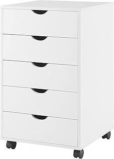 5 Drawer Storage Cabinet with Rolling Wheels, Organizer Unit with Handle...