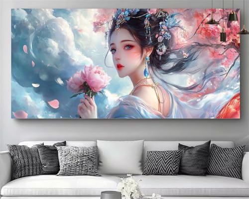 Broderie Diamant XXL Japon Beauté 70x210cm Activité Manuelle Adulte pour Salon Zen Déco Maison