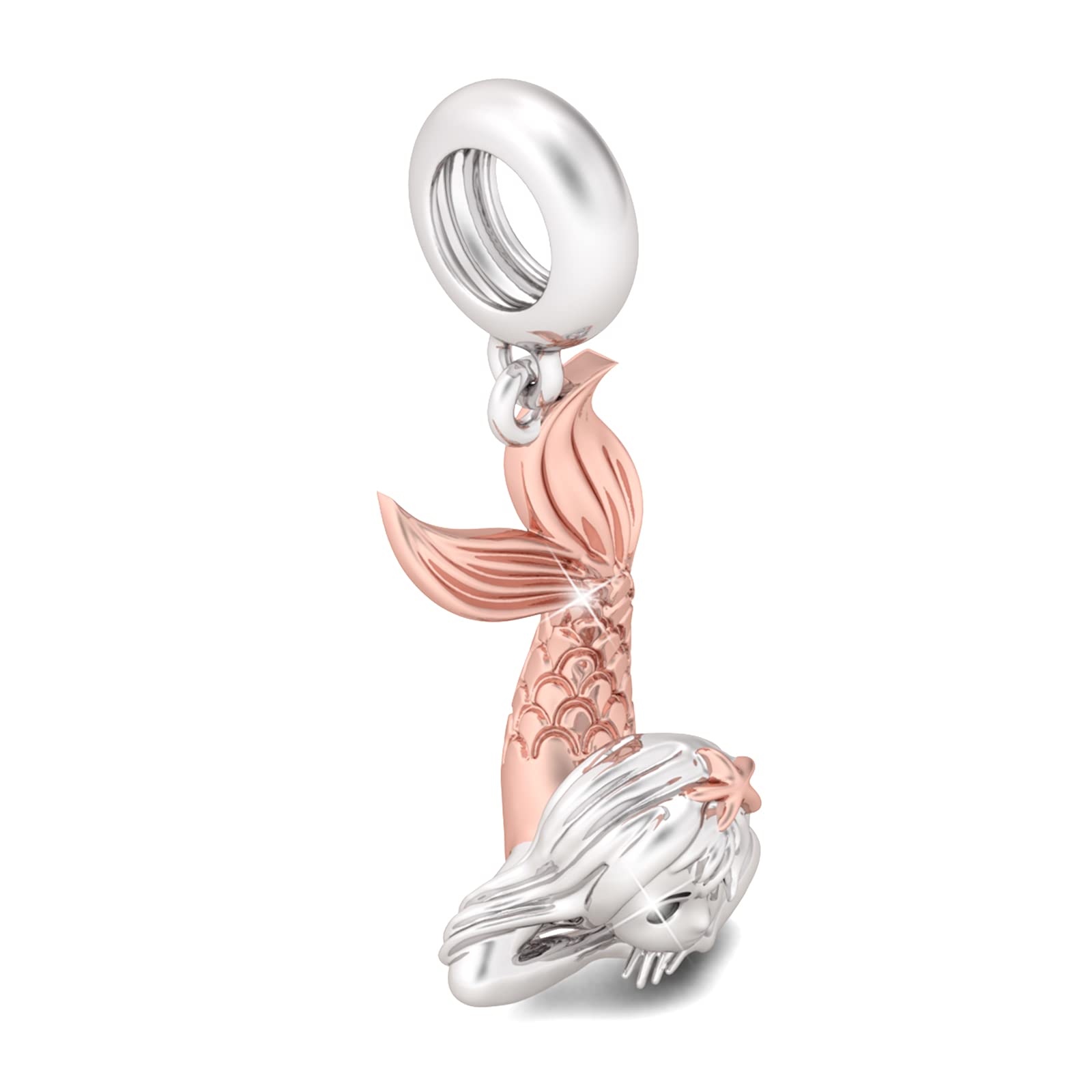 GNOCE Charm Ciondolo a forma di unicorno, in argento Sterling 925", anima e spirito divino, con ciondolo in oro con CZs, compatibile con bracciali e collane