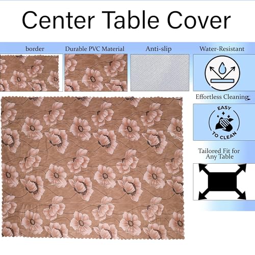 Image of Dakshya Industirs PVC Waterproof Table Cover 36x54 Inch Floral Printed Center Table Cover Washable Plastic Table Sheet Oilproof Dining Table Cover for Coffee Table Living Room Home (Premium Floral)