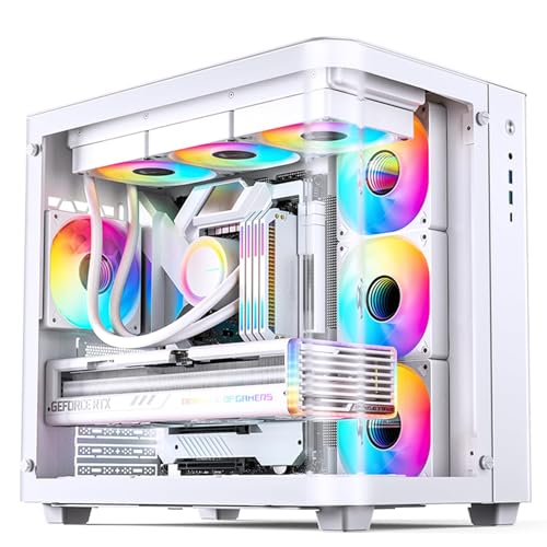 Image of JONSBO TK-3 White One-Piece Curved Glass ATX Mid Tower Pc Case, One-Piece Curved Glass, Support BTF MB /Dual 360 AIO /ATX PSU /40Series GPU, with 10 Fan Positions, 270 Degree Side View Display,White