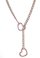 Vista 18 de Collares de anillo en forma de corazón con cadena deslizante para mujer, collar de barra de cadena cubana de acero inoxidable, collar punk rock