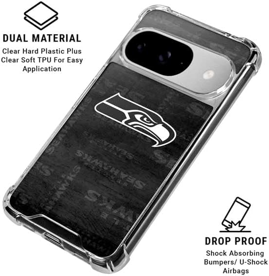 Skinit Clear Phone Case Compatible with Google Pixel 10 - Officially Licensed NFL Seattle Seahawks Black & White Design