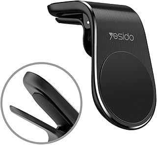 حامل مغناطيسي C64 للسيارة من يسيدو، مشبك شكل حرف L للتركيب على فتحة التهوية، مصنوع من خليط الألومنيوم، قابل للدوران بزاوية 360 درجة، مقبض سيليكون مع مغناطيس N50، أسود