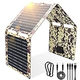 MUSUNIA solarpanel faltbar,30W solar powerbank mit solarpanel,Enthält USB (QC3.0) & DC 12V/3A,ETFE Laminierung Verkapselung,IP67 wasserdicht,Solar ladegerät für USB Geräten/Smartphone（Tarnfarbe）