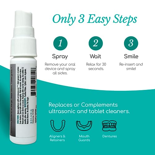 Smilesaver Retainer Cleaner Spray – Invisalign, Mouth Guard, and Denture Cleaner – Quick Oral Care for Aligner & Retainer Hygiene – Natural, Portable & Minty Fresh Oral Care Products (1oz) (Pack of 2)