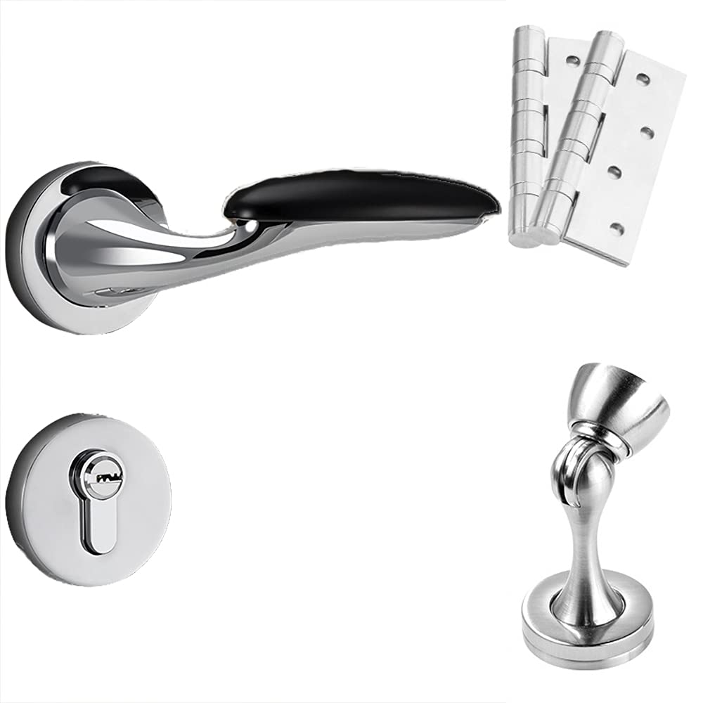 Ensemble de leviers de porte en alliage de zinc robuste de finition noire