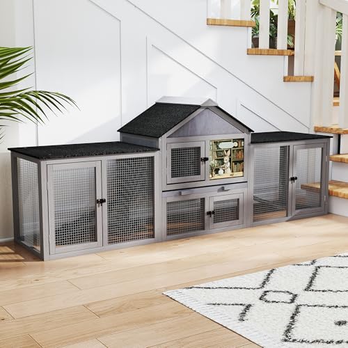 image for COZIWOW 82inches Extra Large Wood Rabbit Hutch Outdoor Easy to Assembl