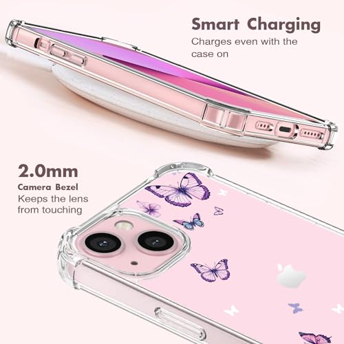 OOZ Crystal Phone Case for iPhone 15 Plus(2023) 6.7", Cute Clear Protective Cover,Alluring Purple Butterfly Pattern Soft Shockproof Clear Phone Protective Case Cover for Women Girls by OOZ - Used condition - Image 6