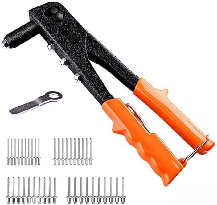 385PCS Aluminum Blind Rivets Assortment Kit with Heavy Duty Hand Riveter Rivet Gun Tool, 6 Sizes Pop Rivets