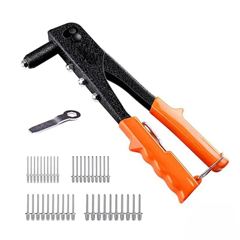 – THE WHITE SHOP 385PCS Aluminum Blind Rivets Assortment Kit with Heavy Duty Hand Riveter Rivet Gun Tool, 6 Sizes Pop Rivets