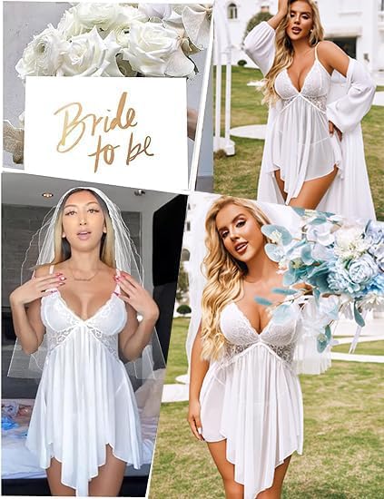 Avidlove Women Lingerie Lace Babydoll V Neck Sexy Sleepwear Strap Chemise - Image 2