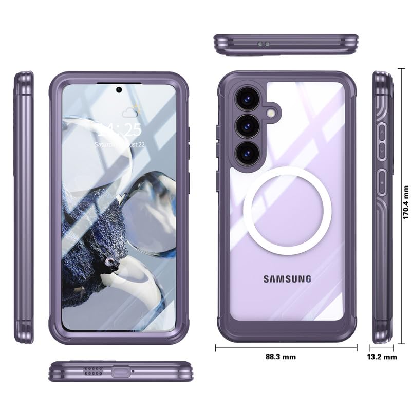 Image of LuxuryKase Shockproof Front & Back Cover for Samsung Galaxy S25 with Full Body Protection | Strong Grip | Camera & Screen Guard | Wireless Charging Support | Durable TPU+PC Design - Purple