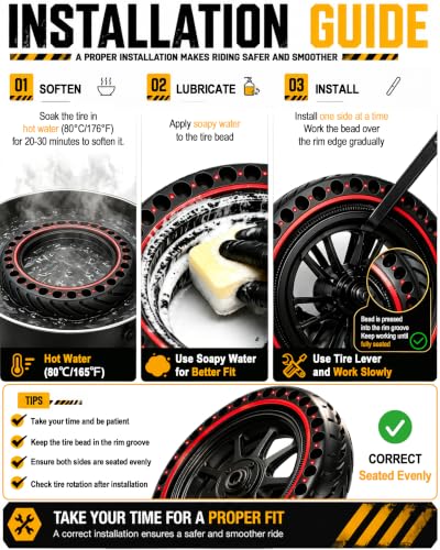 BABEJIA 8.5x2.0 (50/75-6.1) Solid Scooter Tires, 2 Pack, with Tools - image 7