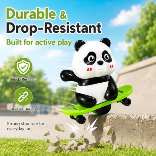 Image of GK ELITE Cute Panda Toy Action Figures Set of 3, Interactive Moving Panda Toys with Rotating Motion, Fun Animal Figurines for Kids, Playroom, Study Table, Office Desk and Gift Decoration