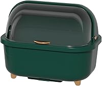 Vista 10 de Escurridor de platos con cubierta de tapa Caja de secado de platos de plástico Escurridor de platos multifuncional para ahorrar espacio