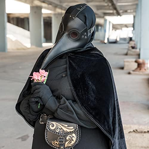 Plague Doctor Mask - Black Plague Doctors Mask Plague Doctor Costume Halloween Mask - Plague Doctor Accessories Beak Plague Mask - Witch Doctor Steampunk Mask Raven Cosplay Halloween Props Scary Mask