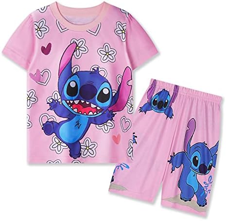 Girls Lovely Cartoon Tshirt and Shorts 2pcs Clothes Sets for 5-14 Years Kids