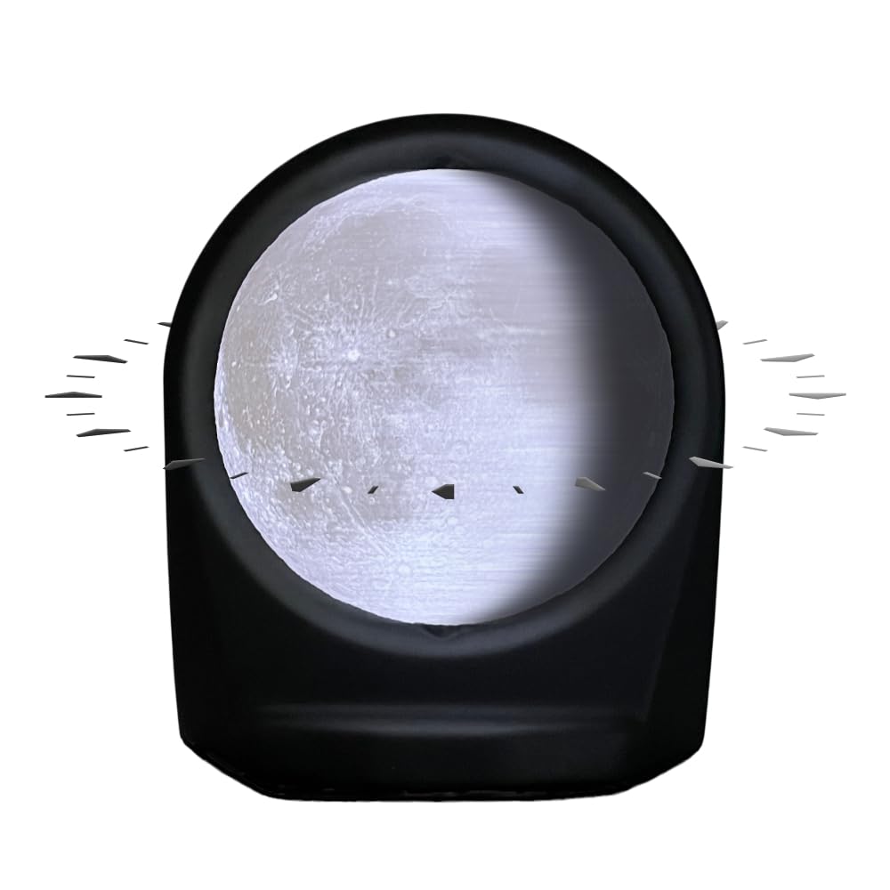 MOONDIAL - Automatic Moon Phase Lamp, Rotating Lunar Phase Tracker, 3D Printed Moon Clock, NASA LED Desktop Unique Gift, Decor, Dimmable Night Light, Office Desk Gadget, Mood Light, 7.7" x 9"