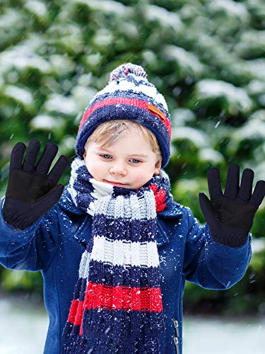 2 Pairs Kids Winter Gloves Waterproof Mittens Children Thicken Ski Snow Gloves Snowboard Gloves For Boys Girls Warm Gloves Cold Weather Outdoor Sport Mittens Windproof (Navy Blue, Red) #TOP5