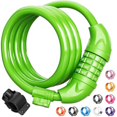 Titanker Bike Lock, Bicycle Lock 4 Feet Cable Lock 1/2 Inch Resettable Bike Lock Combination with Mounting Bracket, Bike Accessories for Bicycle, Electric Scooter, Motorcycle
