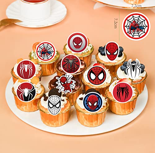 36Pcs Superhero Spider Cupcake Toppers,Superhero Spider Cupcake Decorate，Children's Spider Birthday Party Cup Cake Supplies #TOP2