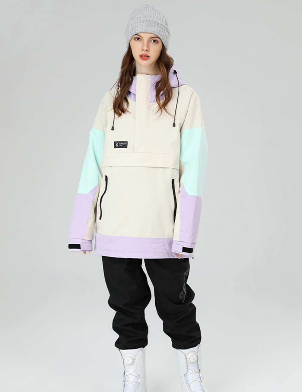 HOUZONIY Skijacke für Damen wasserdichte Wanderjacke Snowboardjacke Outdoor Winddichte Warmer Mantel Jacke für Winterwandern Sport