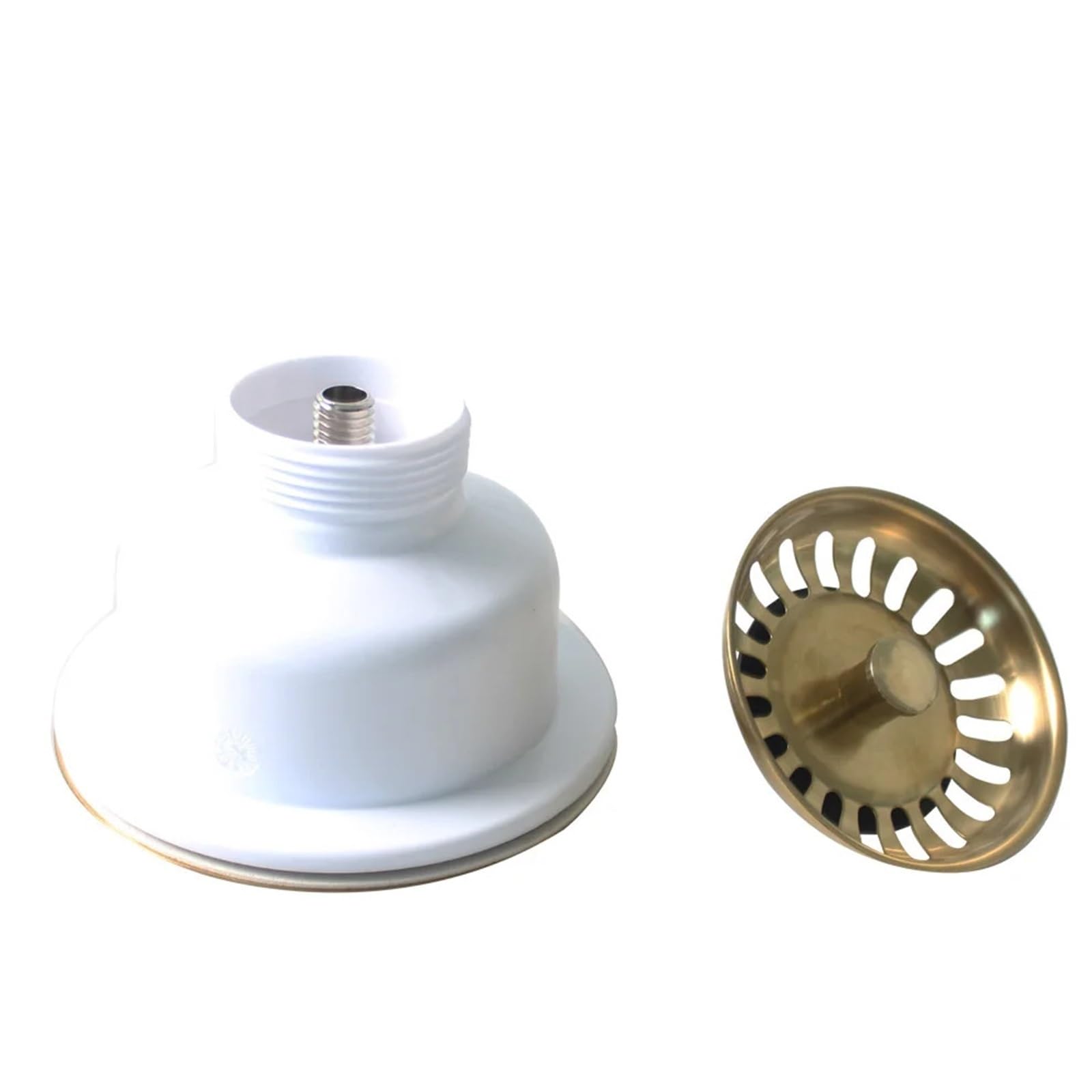 Bouchon Evier Crépine d'évier en Or brossé 114 mm, kit de vidange SUS304(Polished Gold)