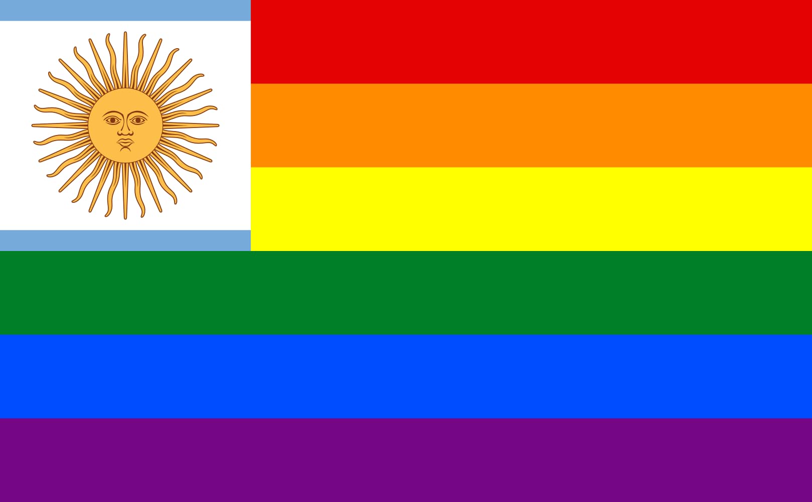 Drapeau Argentine Gay grand modèle pour décoration de chambre et défilés de la Pride
