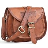 Vintage Brown Leather Satchel Purse for Women, 11-inch