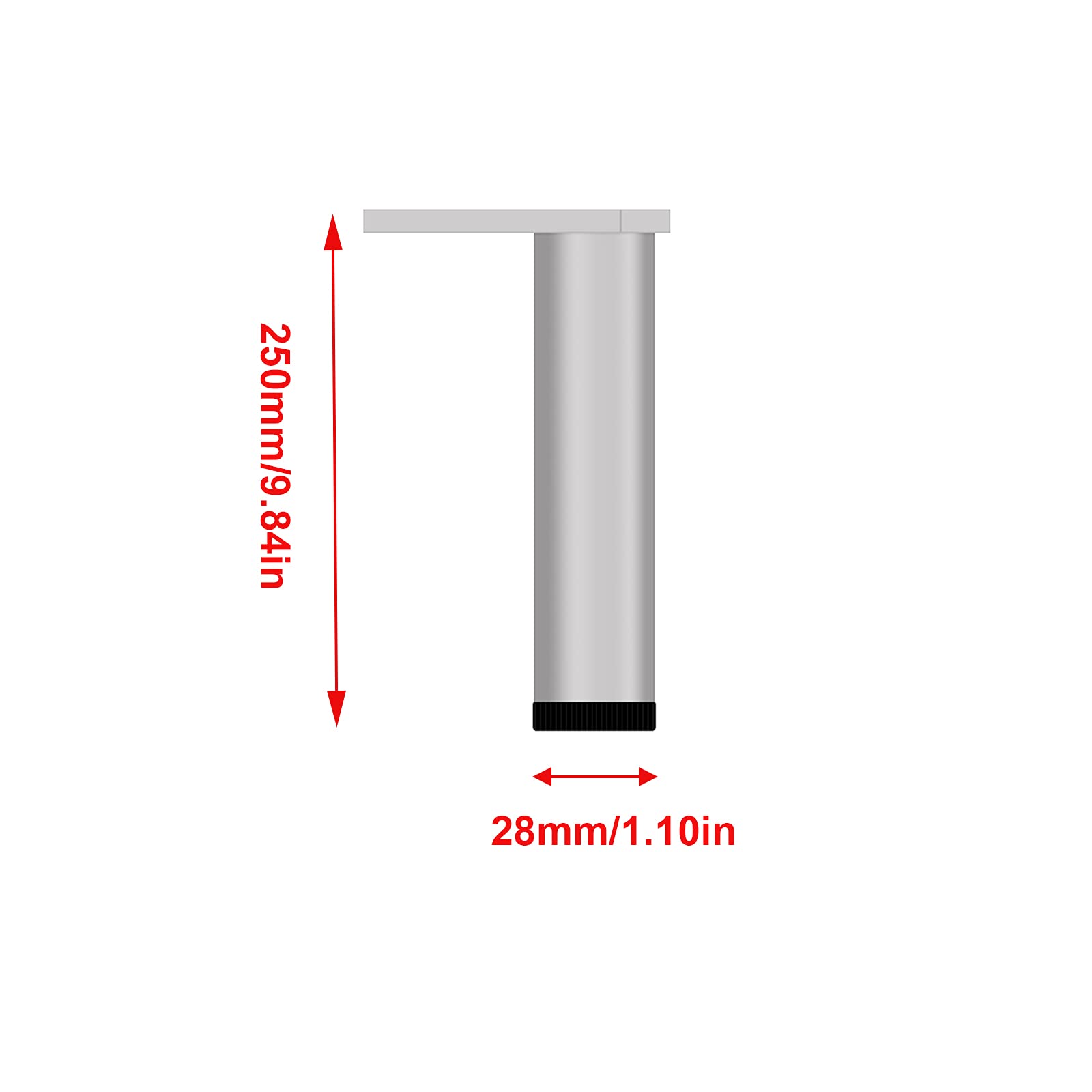 4 Piezas de Patas para Muebles de Aleación de Aluminio,Patas de Gabinete a Prueba de Agua,Patas de Sofá Ajustables,Patas de Soporte de Patas de Baño Plata,Altura:6-40cm (250mm/9.84in)