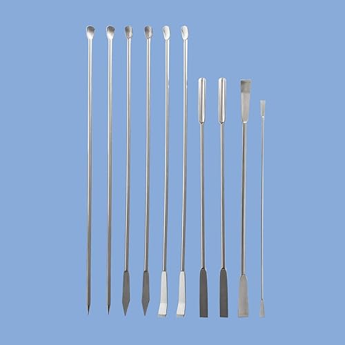 Miniatura 3 de 10 espátulas de laboratorio de acero inoxidable para micromuestreo de doble extremo, cucharas medidoras de laboratorio, kit de cucharas medidoras