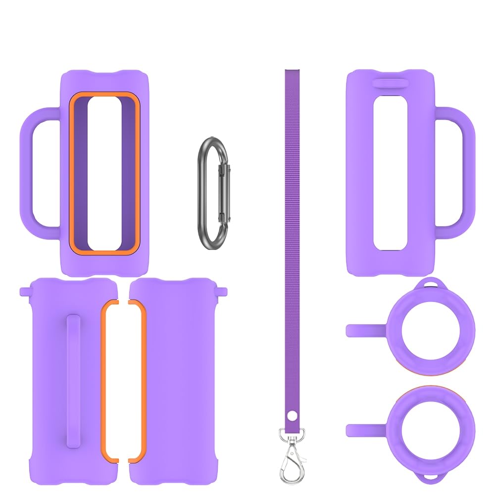 Schutzhülle für JBL Grip Lautsprecher, Silikon, stoßfest, mit Umhängeband, tragbar, staubdicht, für Bluetooth-Lautsprecher-Zubehör, in leuchtenden Farben (Violett)